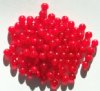 50 6mm Round Milky Red Givre Glass Beads